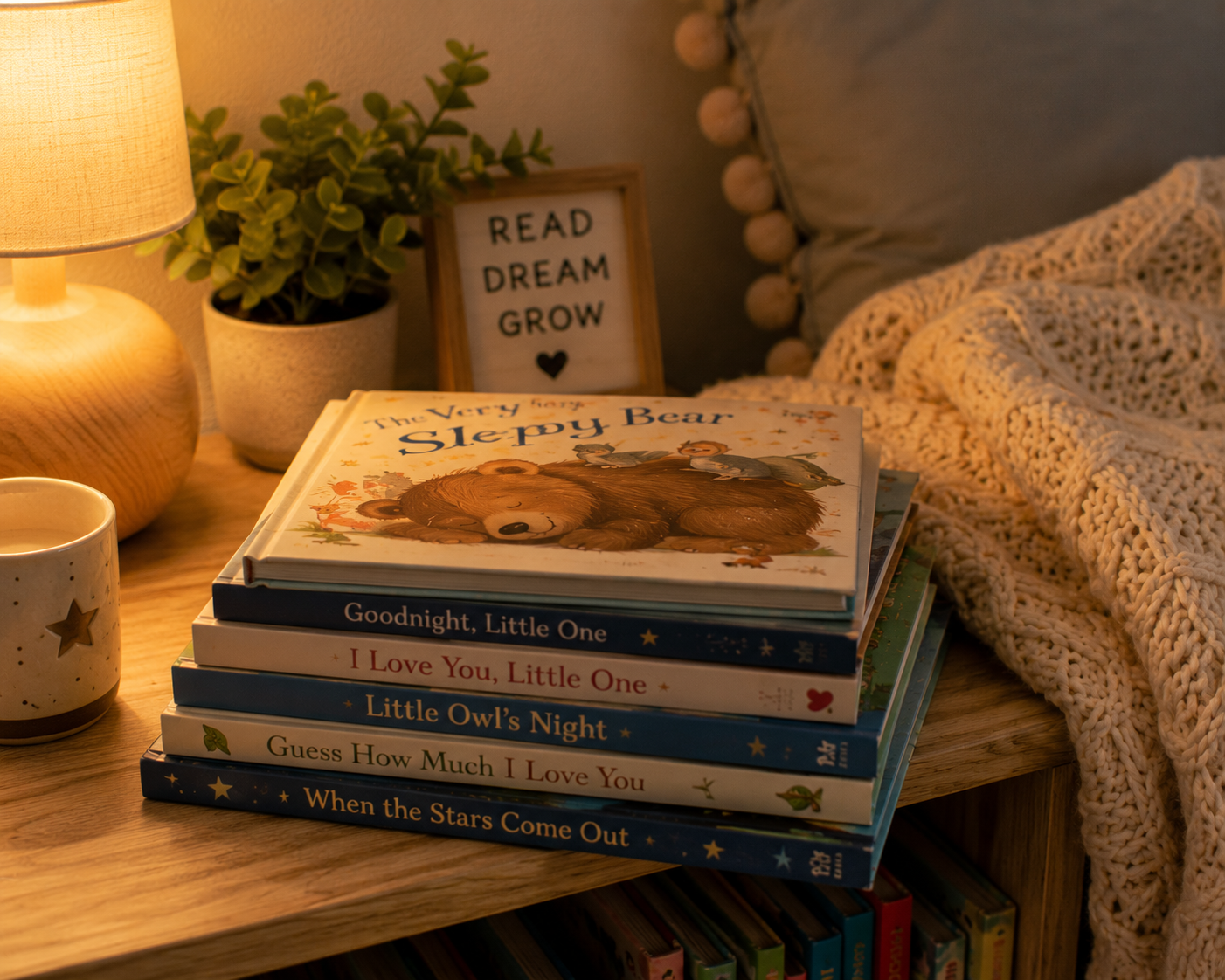 Cozy reading nook with children's books supporting daily reading habits and early literacy development