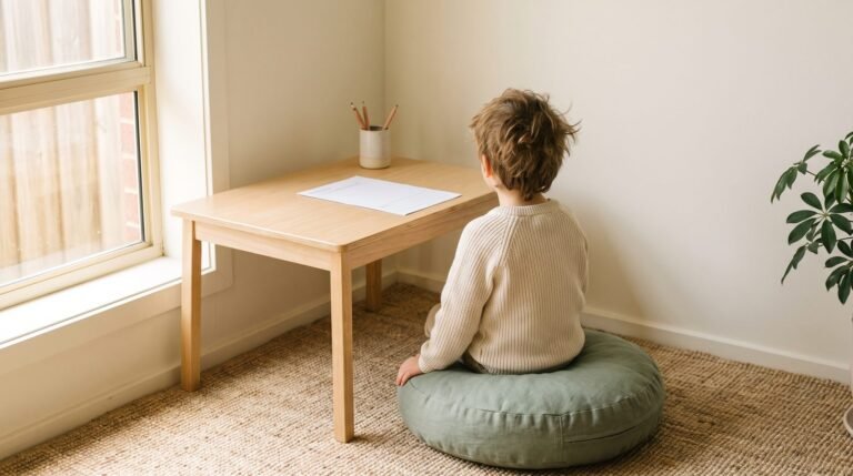 A calm, uncluttered learning corner set up to help a child focus