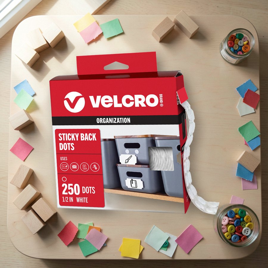 Adhesive hook-and-loop dots