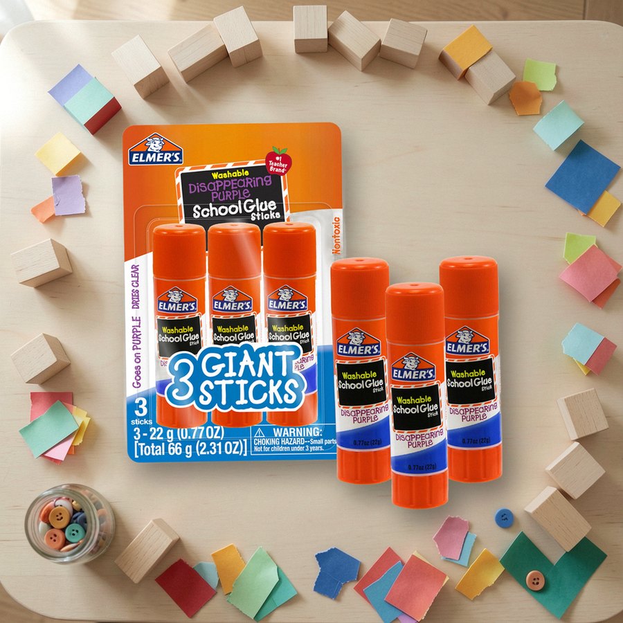 Washable glue sticks